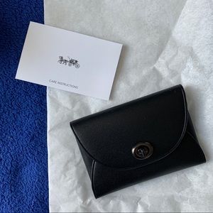 Coach leather card case turnlock